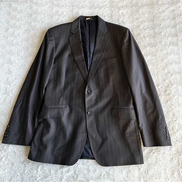 Brooks Brothers Blazer Mens 43L Black Vitale Barberis Canonico Wool Italy Regent